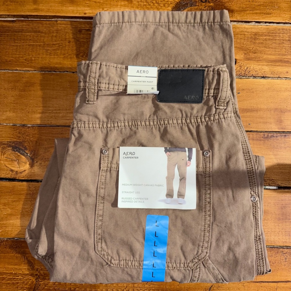 AEROPOSTALE Carpenter Pants Men Large (36x31) Brown Canvas Straight Leg Workwear